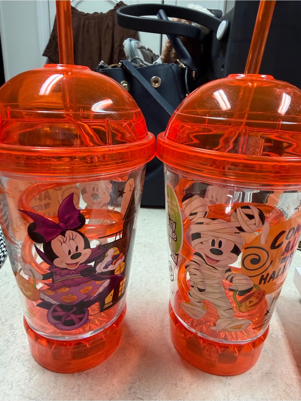 Disney Orange Halloween Minnie & Mickey Double-Wall Tumblers Set